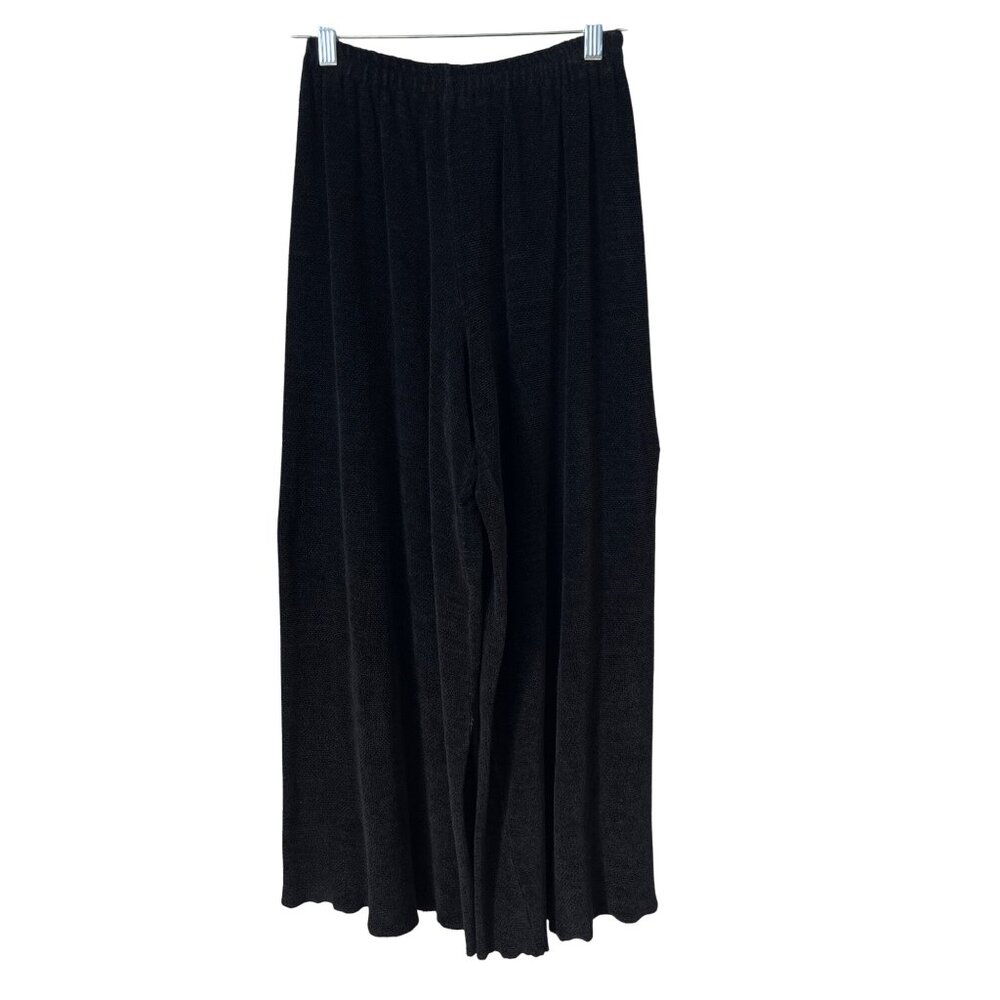 Ona Pull On Textured Wide Leg Pants Womens S/M Elastic Waist Lounge Lagenlook